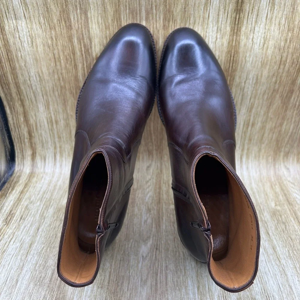Beckett‎ Simonon Easton Boots Men's Size 14 Dark Brown Leather Side Zip Ankle